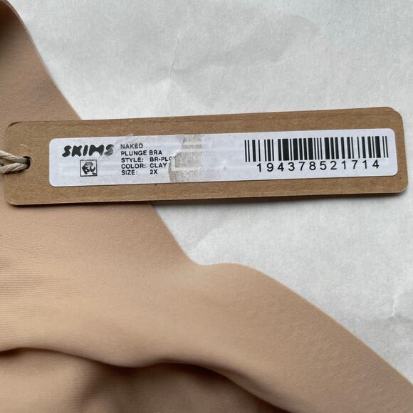 Skims Naked Plunge Bra Bralette Clay Size 2X NEW - Picture 5 of 6